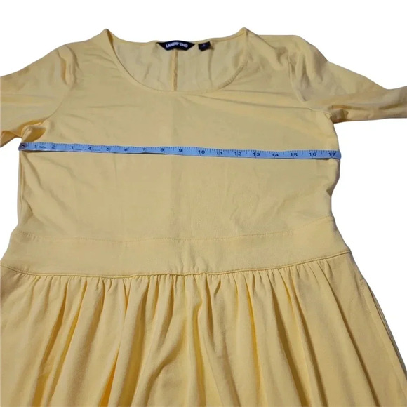 Lands’ End Size S/6-8 Short Sleeves Stretch Slip Dress pulled on yellow - Picture 4 of 9